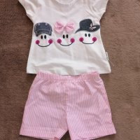 Бебешки лот комплект тениска и панталонки + рокличка, снимка 2 - Комплекти за бебе - 43337048