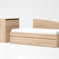 Легло Лео 90 с матрак 90/200 см., две чекмеджета, бял гланц,, снимка 6 - Мебели за детската стая - 43967188