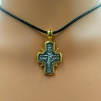 Двулицев сребърен кръст с 24 Карата позлата, снимка 5 - Колиета, медальони, синджири - 36469379