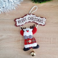 Коледна висяща фигура с табелка Merry Christmas и звънче, снимка 2 - Декорация за дома - 26861644