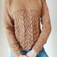 Ръчно плетен кафяв пуловер, снимка 4 - Блузи с дълъг ръкав и пуловери - 22703086