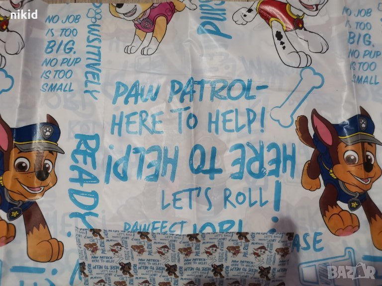 Пес Патрул Paw Pes Patrol бял фон найлонова покривка за парти рожден ден, снимка 1