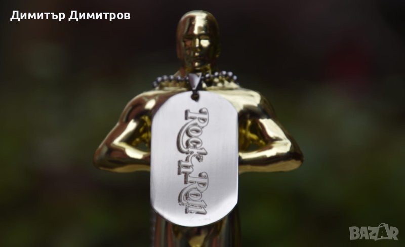 Стоманени медальони Рок енд рол. Бижута Луди гъби., снимка 1