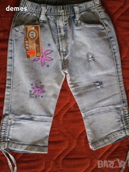 Дънков панталон 7/8 за момиче, нов, размер 4-5/години/, снимка 1