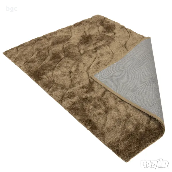 НОВ КИЛИМ 3D Kring 160x230 Shaggy, 2200 gsm, , Модел на вълни, Бежов/Кафяв - 12 месеца гаранция, снимка 1