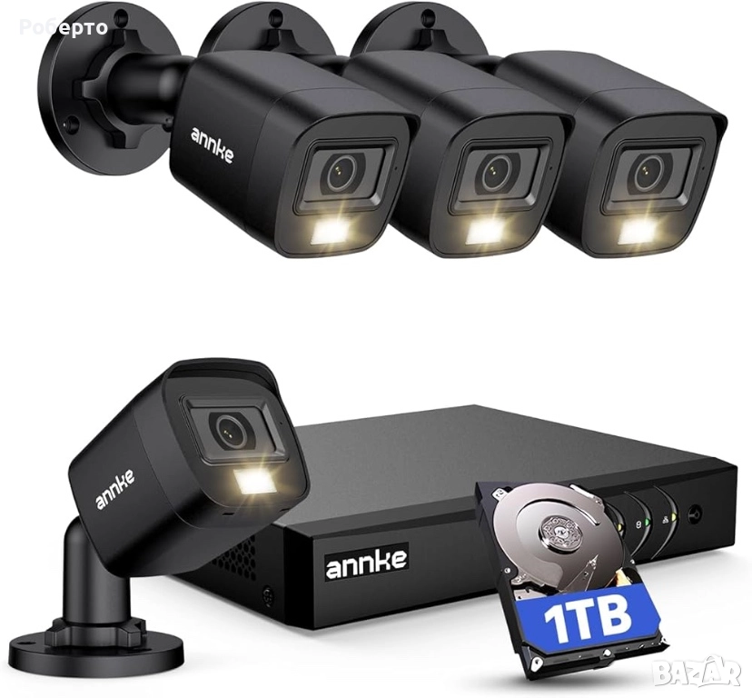 Система за наблюдение, Annke, 8CH DVR, 5MP Ultra HD, нощно виждане, IP67, 18m кабел, снимка 1