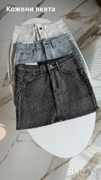 Дънкови поли с камъчета , снимка 1