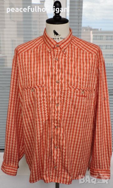 SCHOFFEL Enzo Men`s Orange/Beige Checked Long Sleeve Outdoor  Shirt - мъжка  риза с дълъг ръкав 2XL, снимка 1