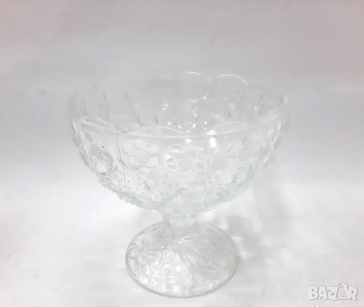 Винтидж тежка стъклена купа със столче(7.2), снимка 1