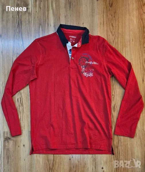 Мъжка червена блуза с яка, снимка 1