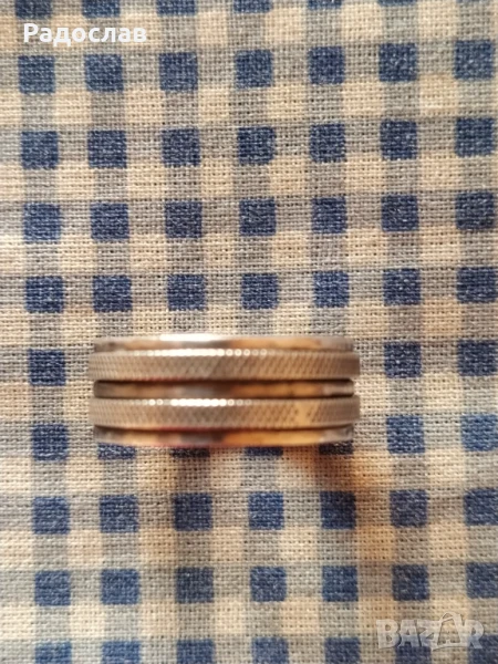 стар въртящ се сребърен пръстенн , снимка 1