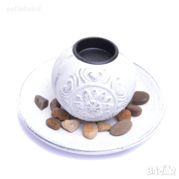 Декоративен свещник - сферични свещници с декоративни камъни и подложка ( сет от 6 бр ), снимка 1