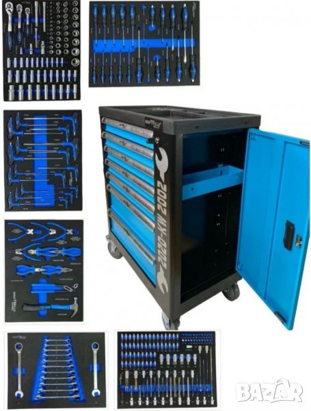 Количка с инструменти 7 седем чекмеджета 6 пълни с инструменти KRAFTWELLE , снимка 1