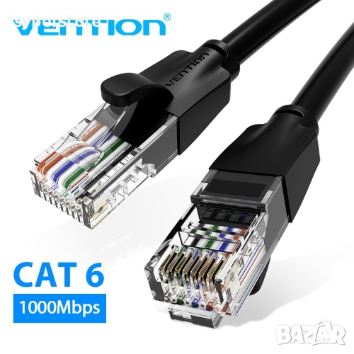Кабел за Лан мрежа 3м Екраниран Vention IBEBI LAN UTP CAT-6 Черен, снимка 1