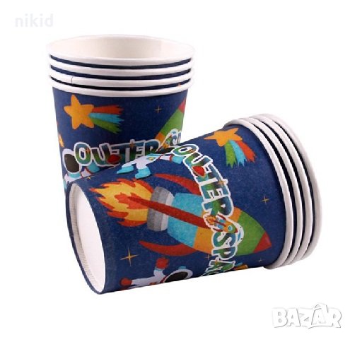 Космос планети ракети 8 бр картонени чаши парти рожден ден, снимка 1