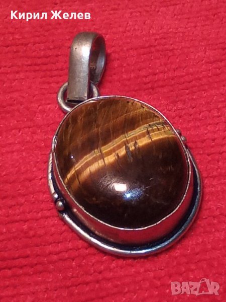 ПРЕКРАСЕН СТАР ПОСРЕБРЕН ТИГРОВО ОКО МЕДАЛЬОН 12263, снимка 1