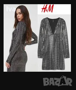 Блестяща рокля в S и M размер с деколте, снимка 1