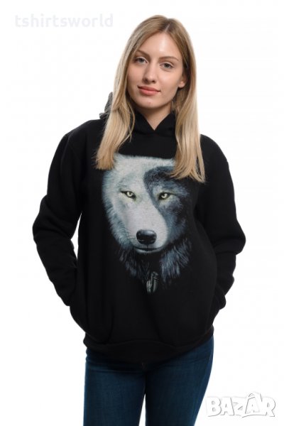 Нов дамски суичър с дигитален печат Вълк ИН и ЯН, Серия вълци, снимка 1