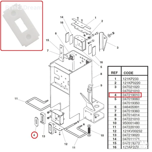 Плъзгач с отвор за електромеханични подемници SPACE, RAVAGLIOLI, BUTLER, SIRIO; 047219010, снимка 1