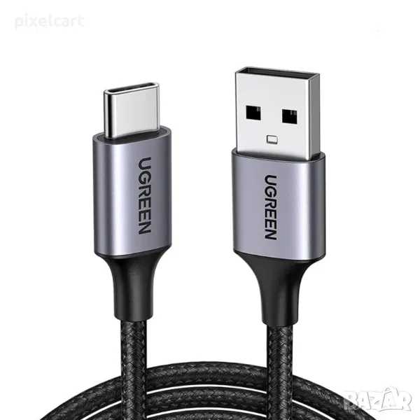 Кабел UGREEN US288, плетен ,USB A към USB C, 3A, 1m, Черен, снимка 1