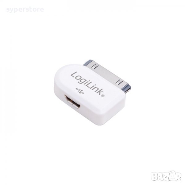 Адаптер, LogiLink, за Apple Dock, с Micro USB2.0 към USB F, AA0019, бял, SS300104, снимка 1