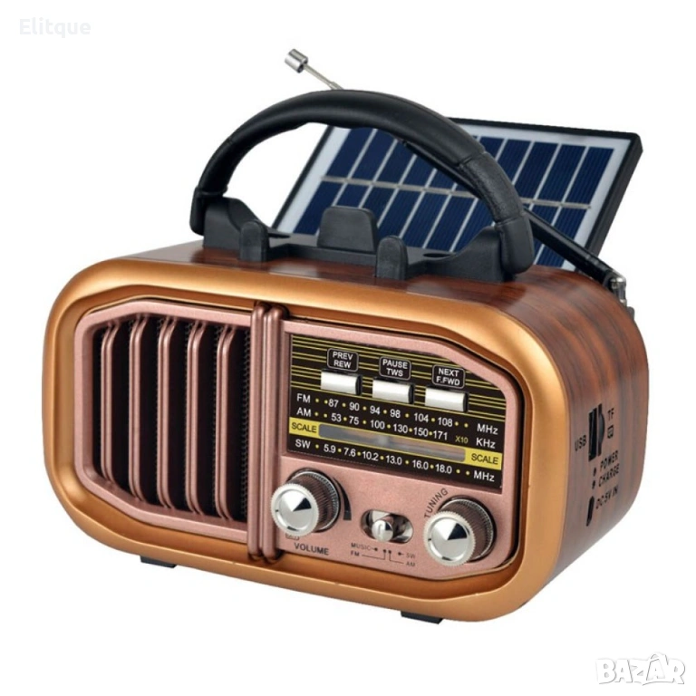 Соларно ретро радио Golon RX-BT618S с Bluetooth, USB и SD слот, снимка 1