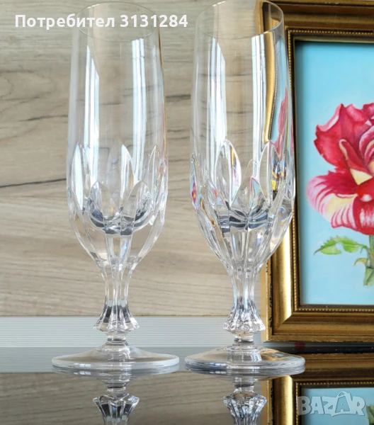 LALIGUE Кристални Чаши за шампанско   Винтидж Франция, снимка 1