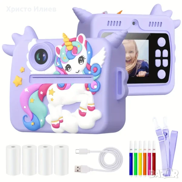 Инстантен детски фотоапарат 1080P HD 48MP Фотоапарат за моментни снимки принтер 2 в 1, снимка 1