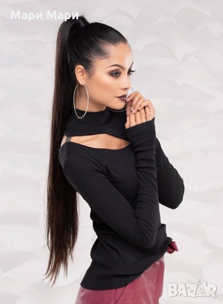 Рипсена блуза  в черно - L; синя -М, снимка 1