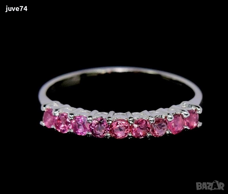 СРЕБЪРЕН ПРЪСТЕН С РОЗОВИ САПФИРИ (АФРИКА), снимка 1