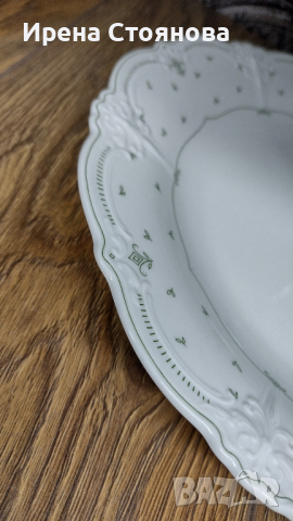 Поднос за сервиране на сладки с три нива. Чинии Alt Tirschenreuth 1838 Baronesse Green(1969-1995)., снимка 9 - Декорация за дома - 44846183