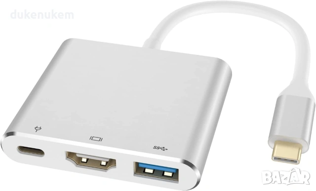 USB-C към HDMI адаптер 3-в-1 – 4K, PD 100W, USB 3.0