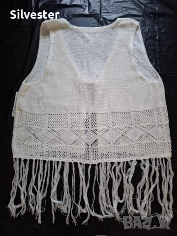 Дамско плетено елече на ресни, Чисто ново, размер XL , снимка 6 - Елеци - 50861857
