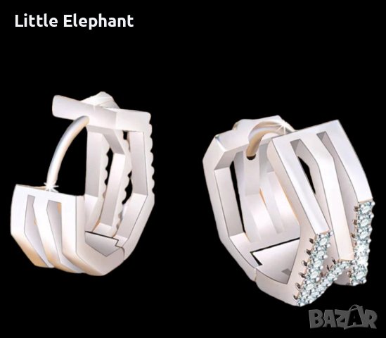 -100 лв Sale Сребърни обеци халки,triple с цирконий,blue/нови