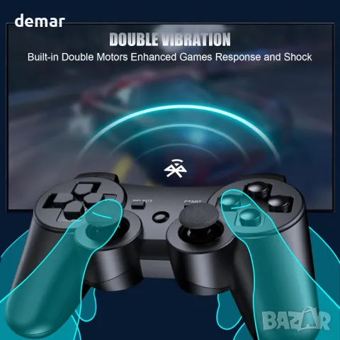 Zexrow PS3 безжичен контролер, за PS3, с двойна вибрация, USB зареждане, 2 броя, снимка 6 - Аксесоари - 49794261