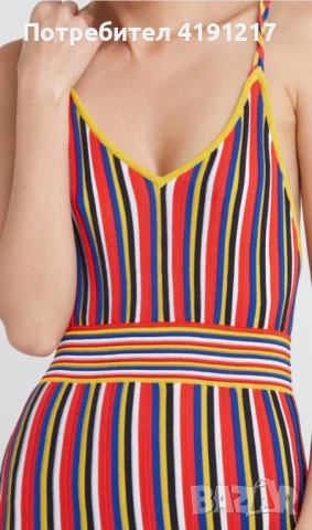 PINKO Дълга рокля на райе – многоцветна, снимка 4 - Рокли - 53604706