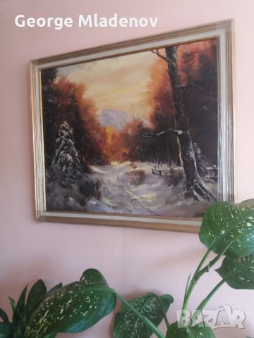 Картина "Зима" 65/54 см. с рамка 650 лв , снимка 4 - Картини - 7523025
