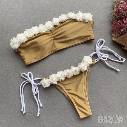 ЛИКВИДАЦИЯ! Златист бански с цветя, снимка 1