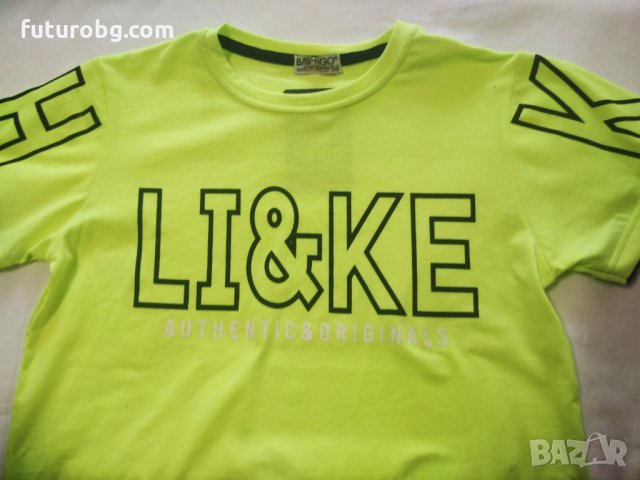 Електриковозелена тениска за момче с надпис щампа, снимка 4 - Детски тениски и потници - 32429460