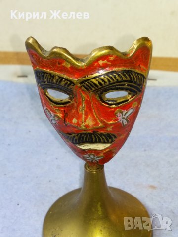 Стара АЗИАТСКА ФОЛКЛОРНА ТРАДИЦИОННА БРОНЗОВА МАСКА ЦВЕТЕН ЕМАЙЛ РЪЧНА ХУДОЖЕСТВЕНА ИЗРАБОТКА 42692, снимка 8 - Декорация за дома - 43951795