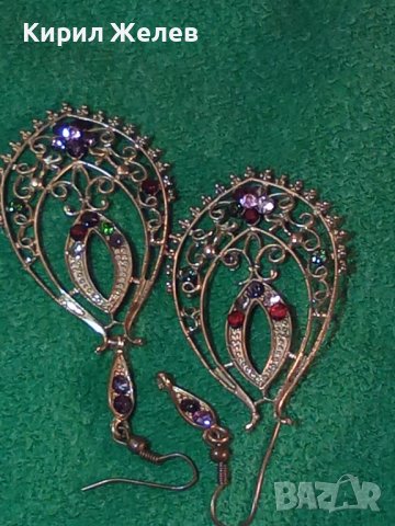 АРТ ВИНТИДЖ БРОНЗОВИ ОБЕЦИ с КРАСИВИ ЦВЕНТИ КАМЪНИ КРИСТАЛИ 11891, снимка 4 - Обеци - 30665841