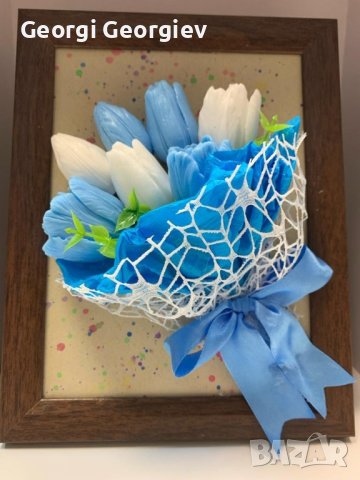 цветя от ароматен глицеринов сапун и Българска роза , снимка 4 - Изкуствени цветя - 43389701