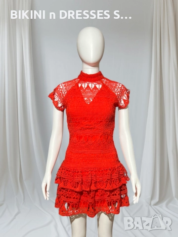 Червена дантелена рокля, снимка 2 - Рокли - 52451993