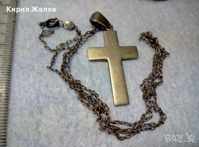 СТИЛЕН СРЕБЪРЕН КРЪСТ МАТИРАНО СРЕБРО 925 сФИНА СТАРА СРЕБЪРНА ВЕРИЖКА СРЕБРО 950 РЪЧНА РАБОТА 40024, снимка 10 - Колиета, медальони, синджири - 49866148