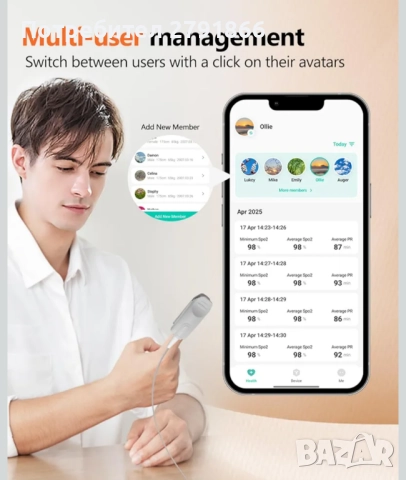 HealthTree пръстов монитор за насищане с кислород в кръвта със SpO2 и пулс Bluetooth пулсоксиметър , снимка 11 - Други - 52342468
