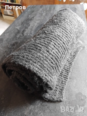 Плетен шал от вълна 100% ZARA, тъмносив, снимка 2 - Шалове - 53093309