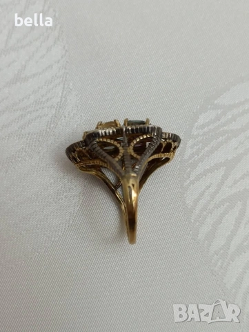 Уникат-Златен дамски пръстен-диаманти,цитрин аквамарин и аметист, снимка 8 - Антикварни и старинни предмети - 53522987