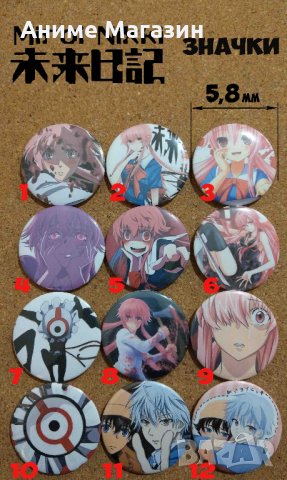 Аниме Значки Mirai Nikki, снимка 1