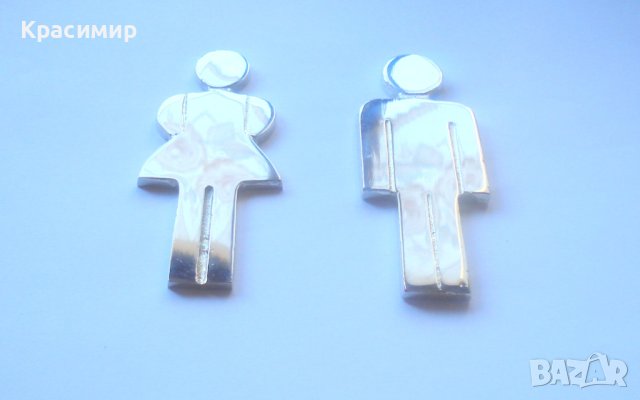 Стари никелови табелки-момченце и момиченце за тоалетна, снимка 3 - Антикварни и старинни предмети - 43766287