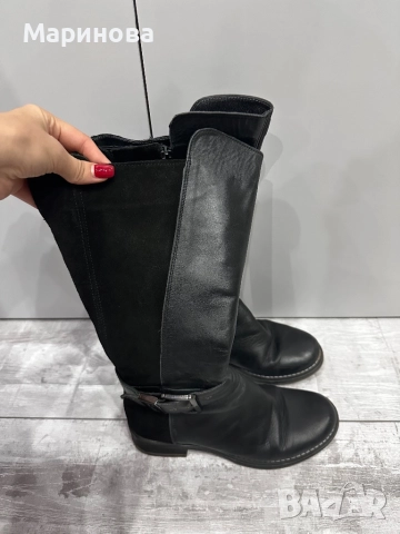 Черни ботуши от естествена кожа, снимка 2 - Дамски ботуши - 52627090
